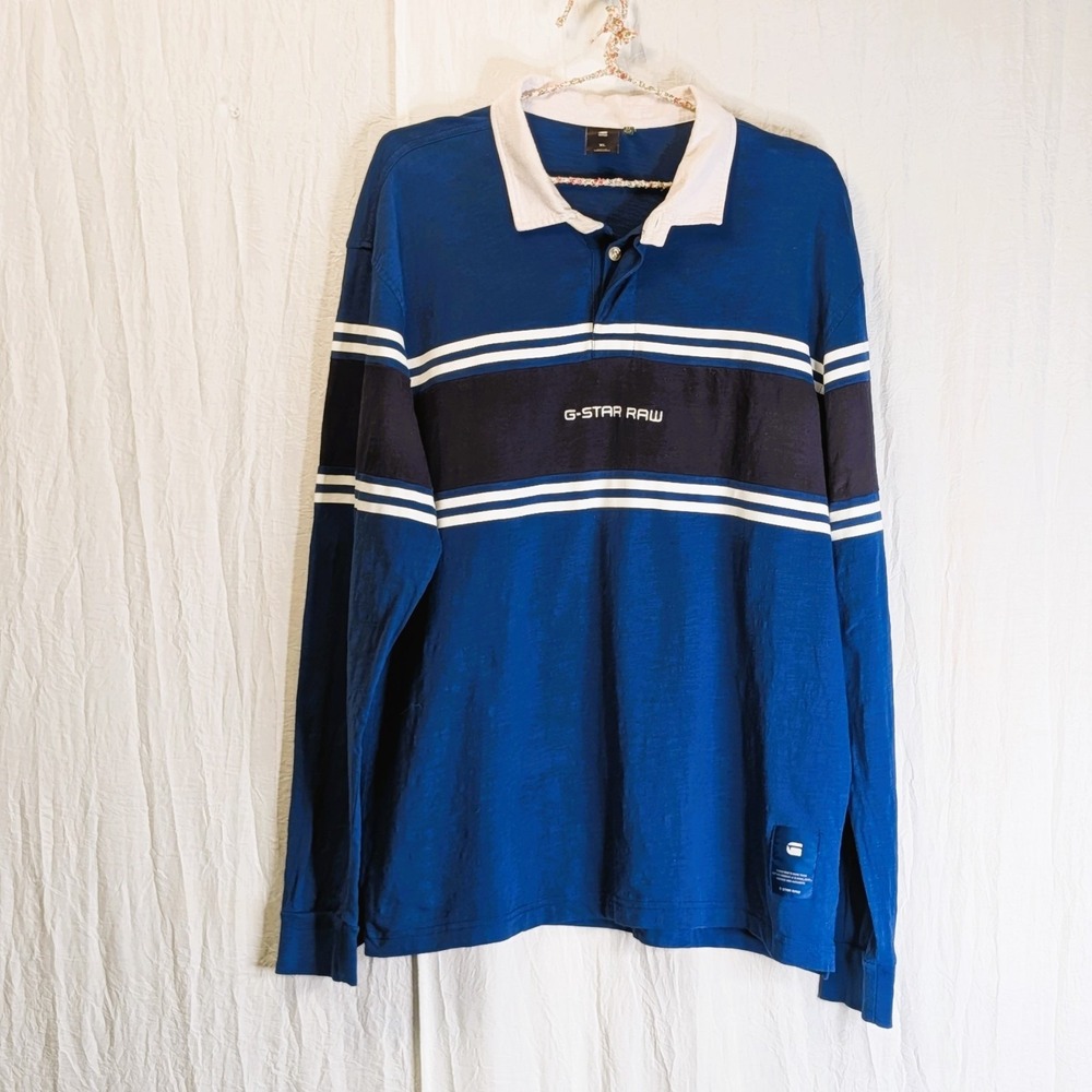 G-Star Raw Swando Block Rugby Long Sleeve Polo Shirt XL Sustainable Materials